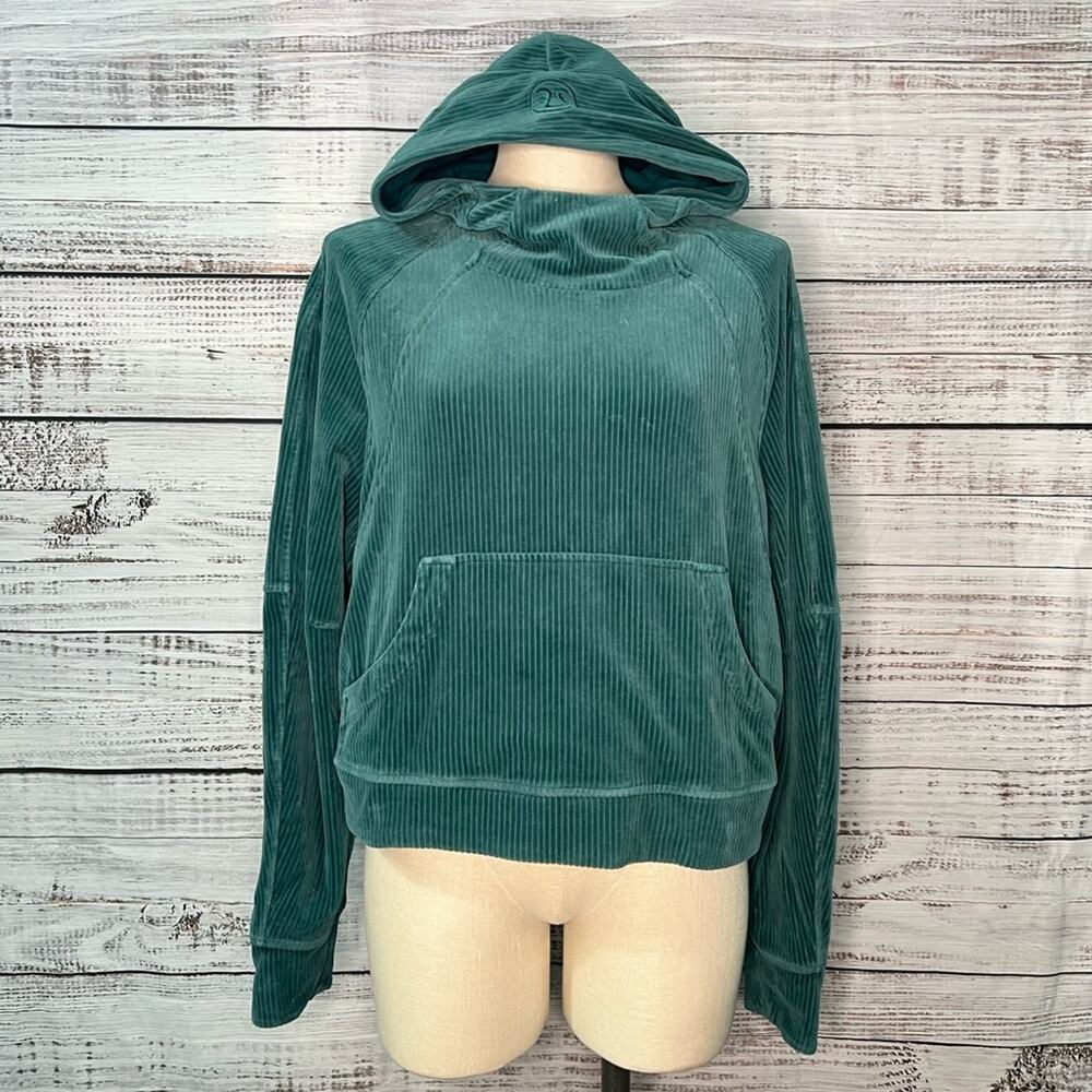 Lululemon Scuba Oversized Hoodie Velvet Cord Womens Size M/L Storm Teal